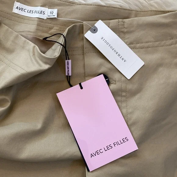 Avec Les Filles Pleated Preppy Mini Skirt in Safari Khaki - Picture 2 of 13